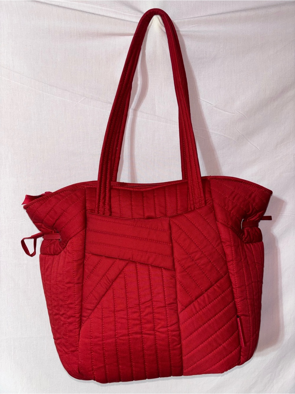 Vera Bradley Red Spectator Quilted Microfiber Tote Shoulder Bag